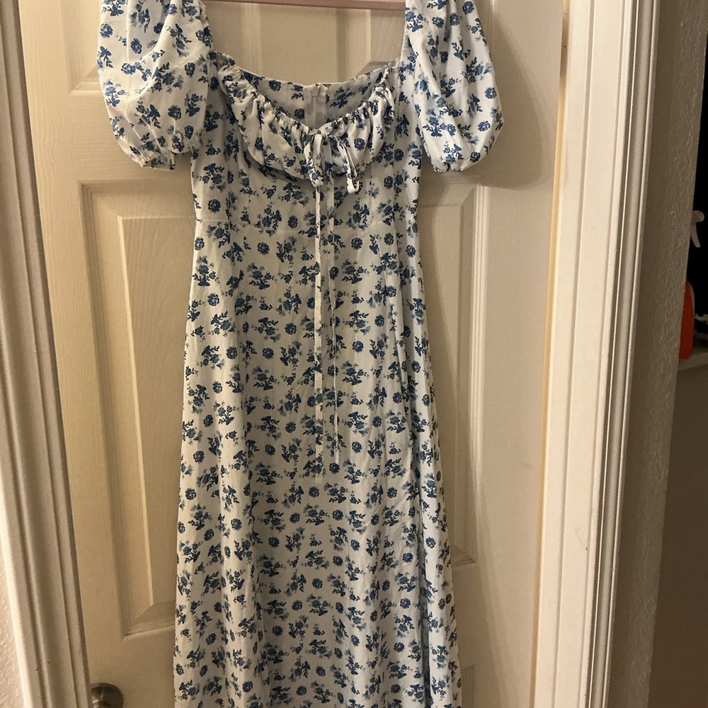 Floral Blue and White Dress